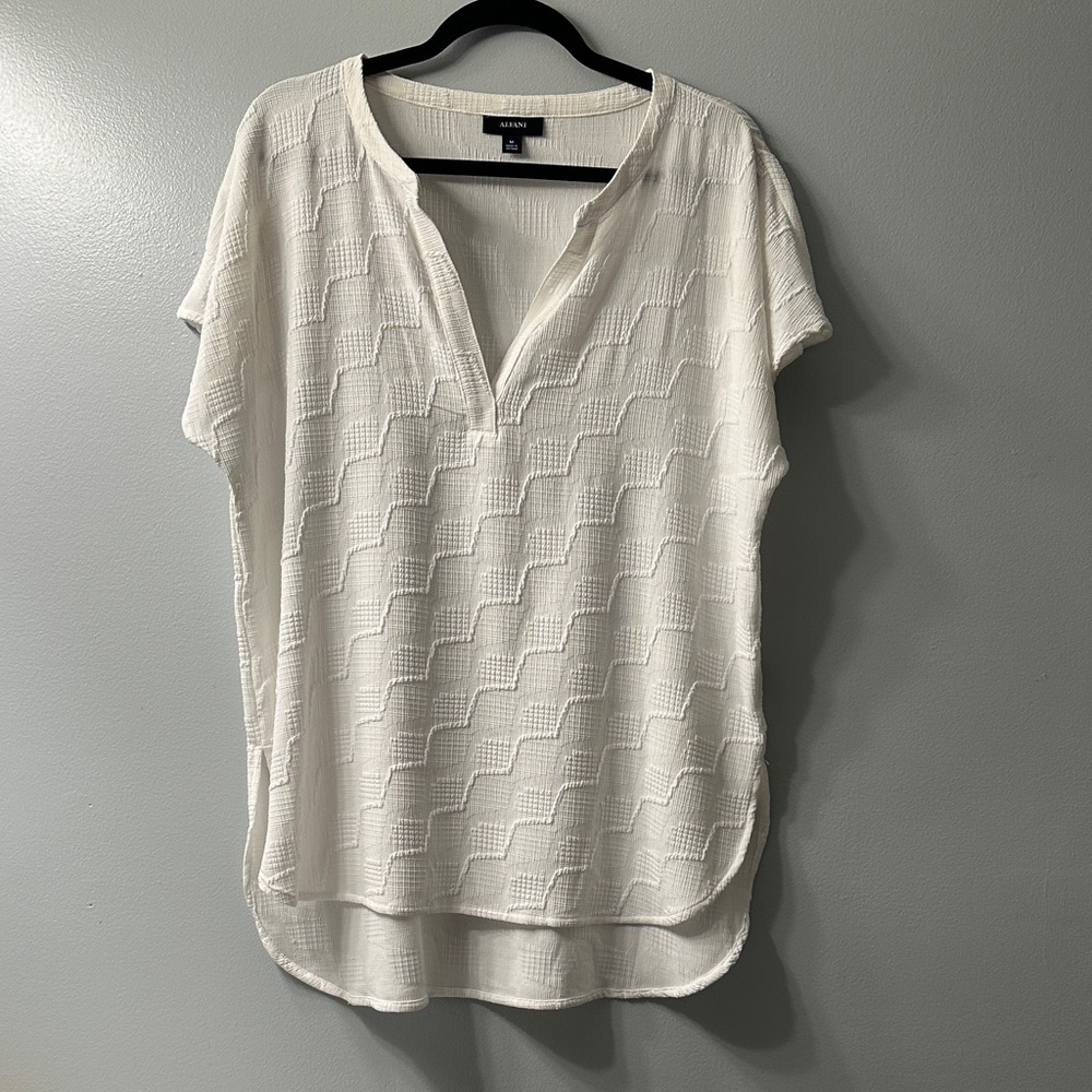 Alfani Cream Textured Blouse